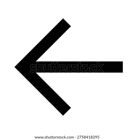 Left short arrow icon for backward navigation, scroll, or directional commands. Perfect for apps, websites, mobile interfaces, or dashboards in minimal, modern, black line UI components.