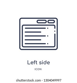 left side alignment icon from user interface outline collection. Thin line left side alignment icon isolated on white background.