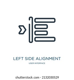 left side alignment thin line icon. align, alignment linear icons from user interface concept isolated outline sign. Vector illustration symbol element for web design and apps.