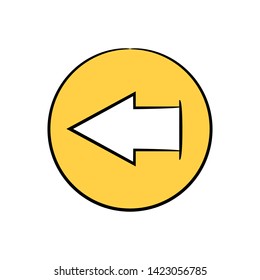 left side arrow icon yellow doodle theme