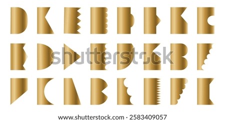 Left side border, divider, separator shapes of page for website, card, banner, brochure vector illustration. Golden ribbons