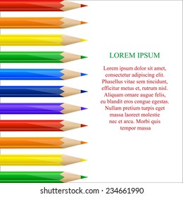 Left side border made of colorful pencils with copyspace
