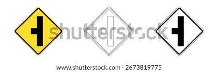 Left Side Crossings, Forks and Mergers Traffic Sign in Vector Format