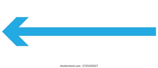 Setas longas azuis direcionais do lado esquerdo.  Símbolos de Navegação. Seta longa Ícone ilustrador de vetor. isolado no fundo branco. 