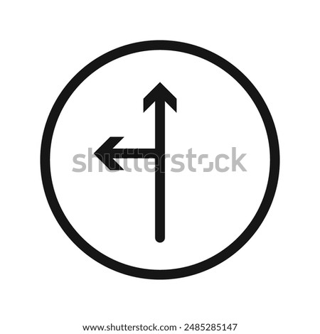 Left side road icon Black line art vector