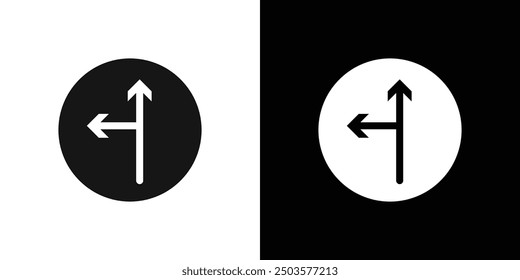 Left side road icon line art vector