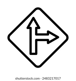 Left side road icon linear logo mark in black and white