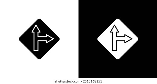 Left side road icon Outline sign symbol set