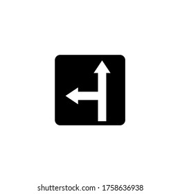 Left side road vector icon in black flat glyph, filled style isolated on white background