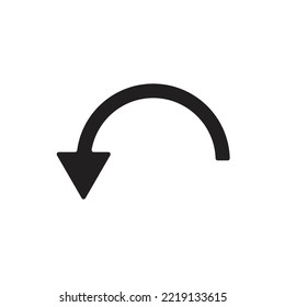 Left side vector curved arrow icon, road sign