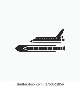 left side view of spacecraft with rocket glyph vector illusion icon