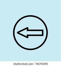 left sign icon, blue background, black