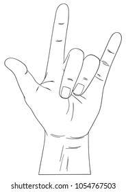 Left Sketch Hand Sign Rock N Roll