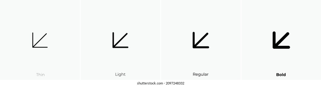 left small down icon. Thin, Light Regular And Bold style design isolated on white background