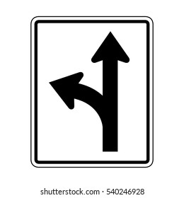 Left or straight only illustration of roadsign isolated on white background
