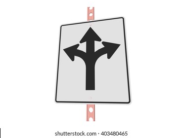 Left straight or right - 3d illustration of roadsign isolated on white background