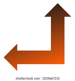 Left and Straight Way Arrow Icon Gradient