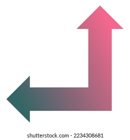 Left and Straight Way Arrow Icon Gradient