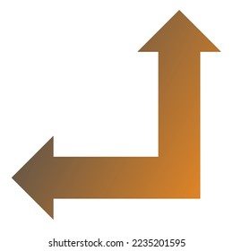 Left and Straight Way Arrow Icon Gradient