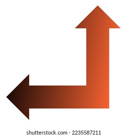 Left and Straight Way Arrow Icon Gradient