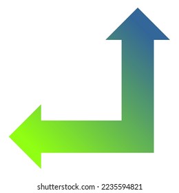 Left and Straight Way Arrow Icon Gradient