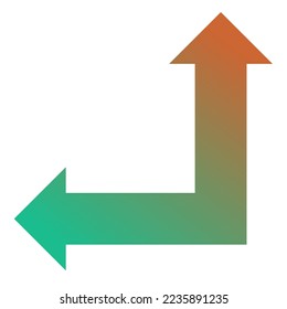 Left and Straight Way Arrow Icon Gradient