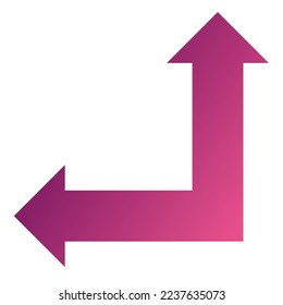 Left and Straight Way Arrow Icon Gradient