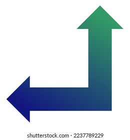 Left and Straight Way Arrow Icon Gradient