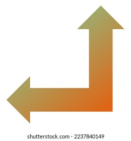 Left and Straight Way Arrow Icon Gradient