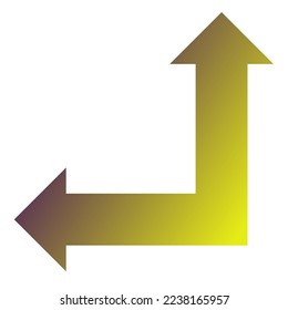 Left and Straight Way Arrow Icon Gradient