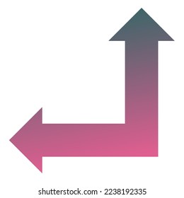 Left and Straight Way Arrow Icon Gradient