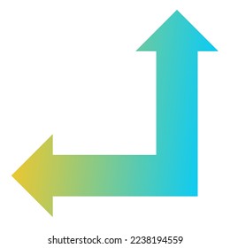Left and Straight Way Arrow Icon Gradient