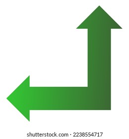 Left and Straight Way Arrow Icon Gradient