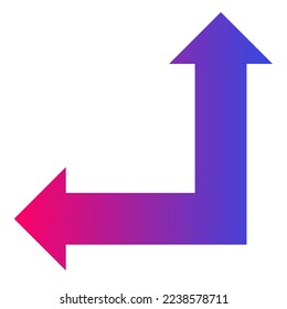 Left and Straight Way Arrow Icon Gradient