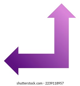 Left and Straight Way Arrow Icon Gradient