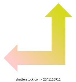 Left and Straight Way Arrow Icon Gradient