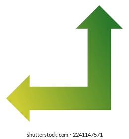 Gradiente de icono de flecha de la izquierda y la dirección recta