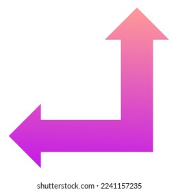 Left and Straight Way Arrow Icon Gradient