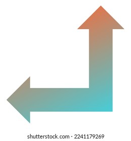 Left and Straight Way Arrow Icon Gradient