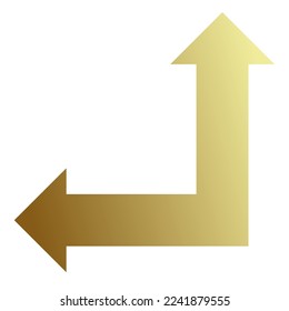 Left and Straight Way Arrow Icon Gradient