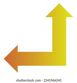 Left and Straight Way Arrow Icon Gradient