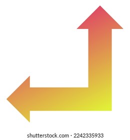 Gradiente de icono de flecha de la izquierda y la dirección recta