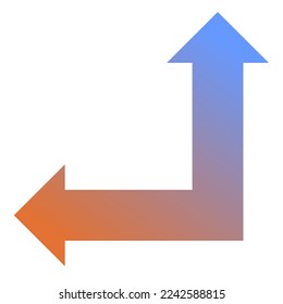 Left and Straight Way Arrow Icon Gradient