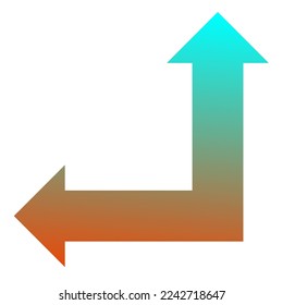 Left and Straight Way Arrow Icon Gradient