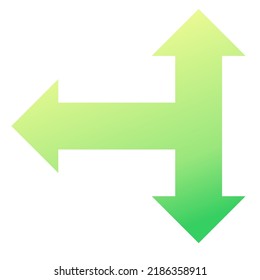 Left Three Way Arrow Icon Gradient Vector