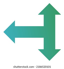 Left Three Way Arrow Icon Gradient Vector