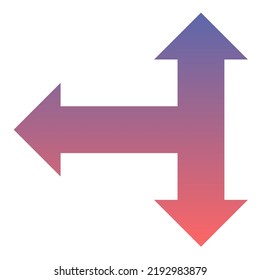 Left Three Way Arrow Icon Gradient Vector
