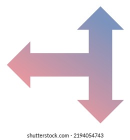 Left Three Way Arrow Icon Gradient Vector