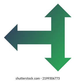 Left Three Way Arrow Icon Gradient Vector