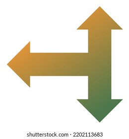Left Three Way Arrow Icon Gradient Vector